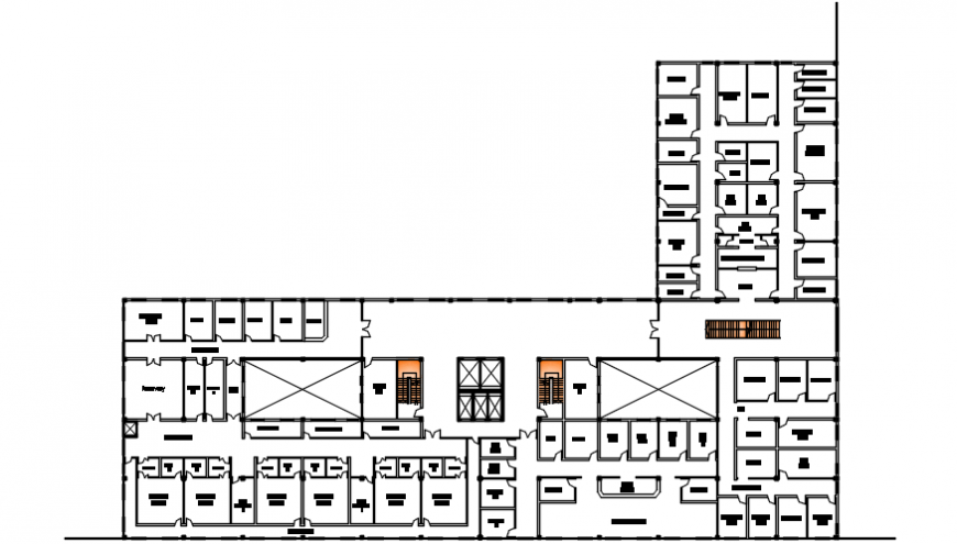 Top view hospital rooms detailing construction file