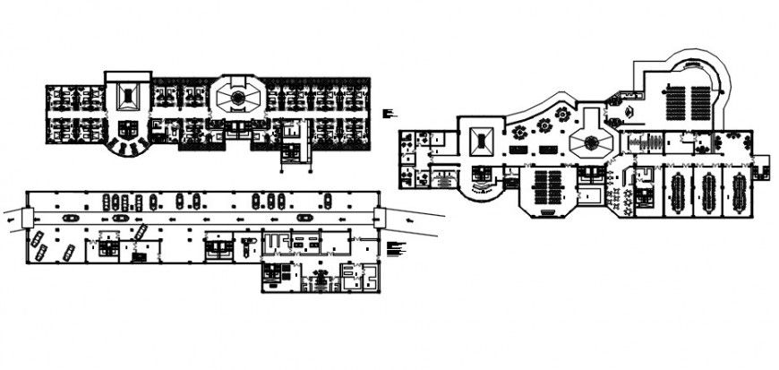 Top view hotel and museum layout dwg file