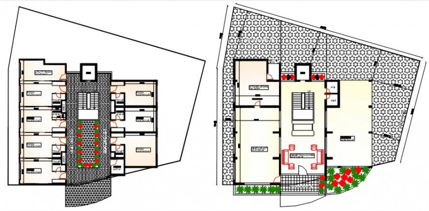 Top view hotel layout plan details dwg file