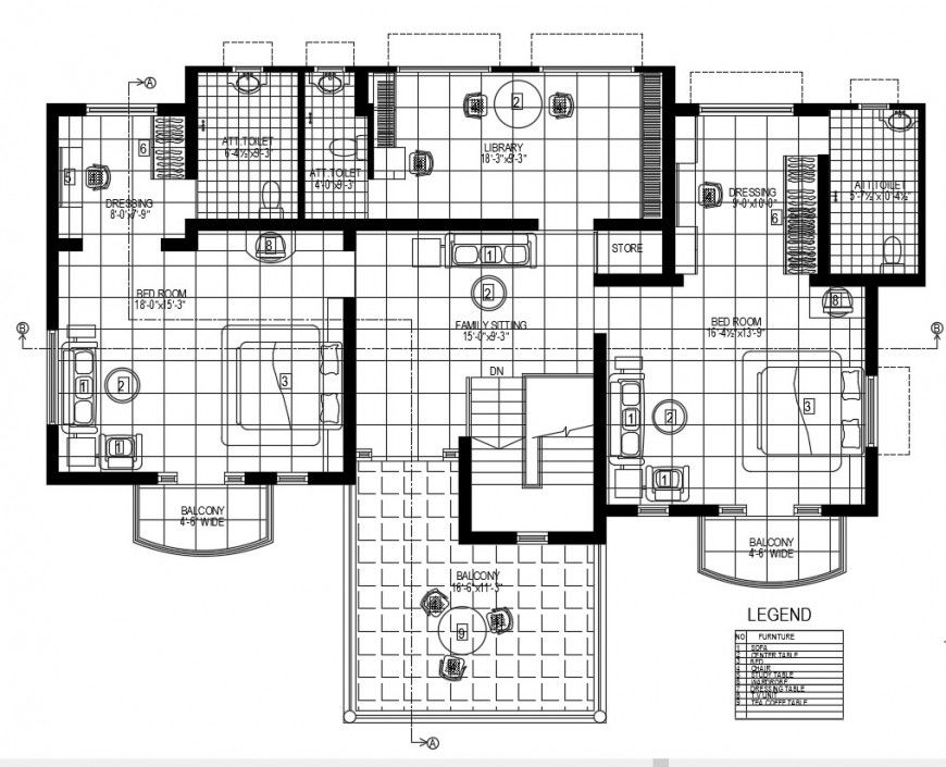Top view interior of house detail dwg file