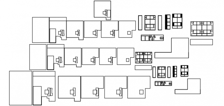 Top view layout of space cabins detail