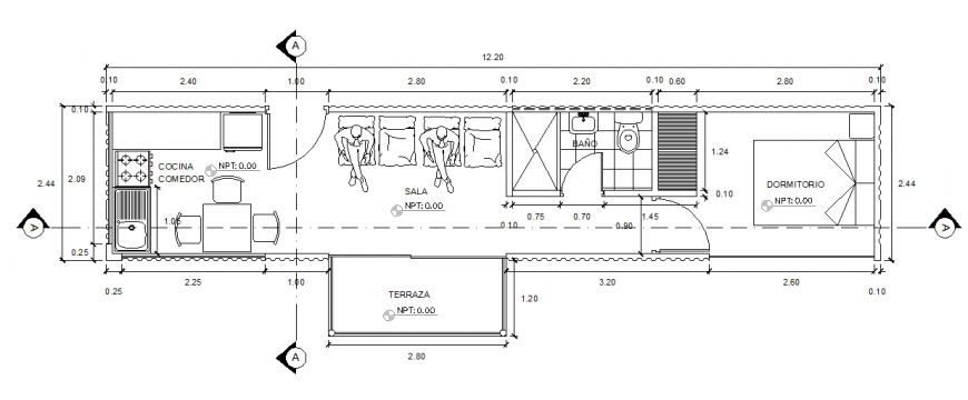 Top view layout plan and furniture detailing plan dwg file
