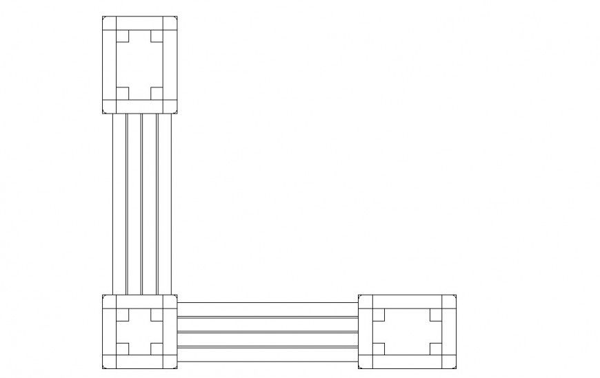 Top view layout plan of a bench detailing dwg file
