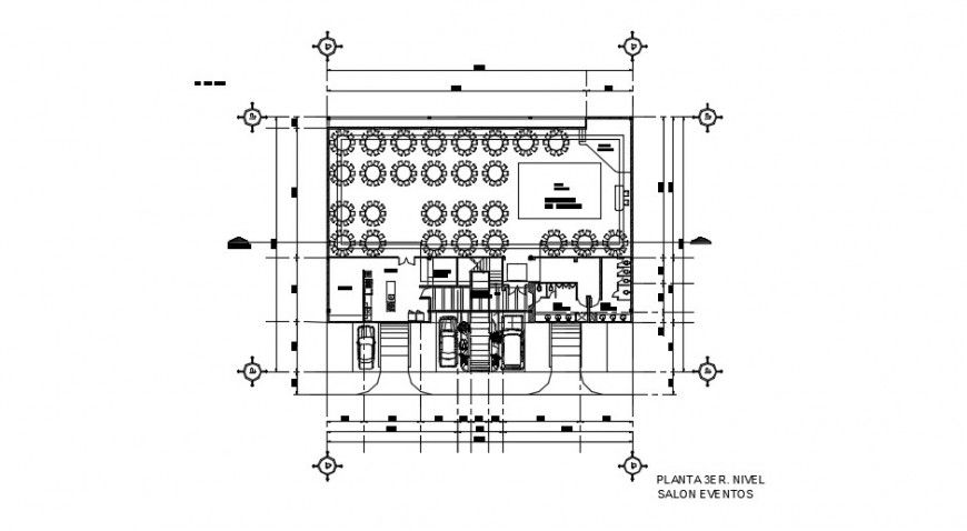 Top view layout plan of a cafe with detailing dwg file