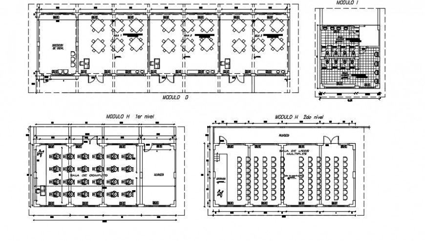 Top view layout plan of classroom and auditorium dwg file
