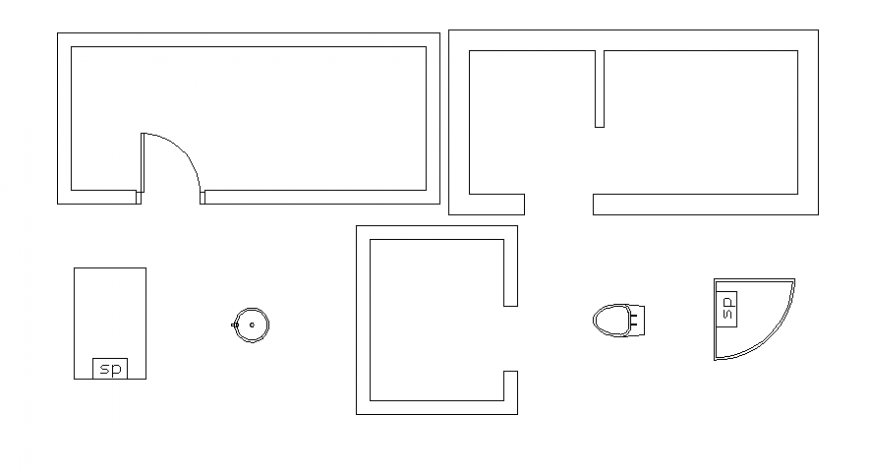 Top view layout plan of toilet 2d