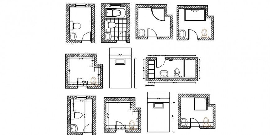 Top view layout plan of toilet block detail files