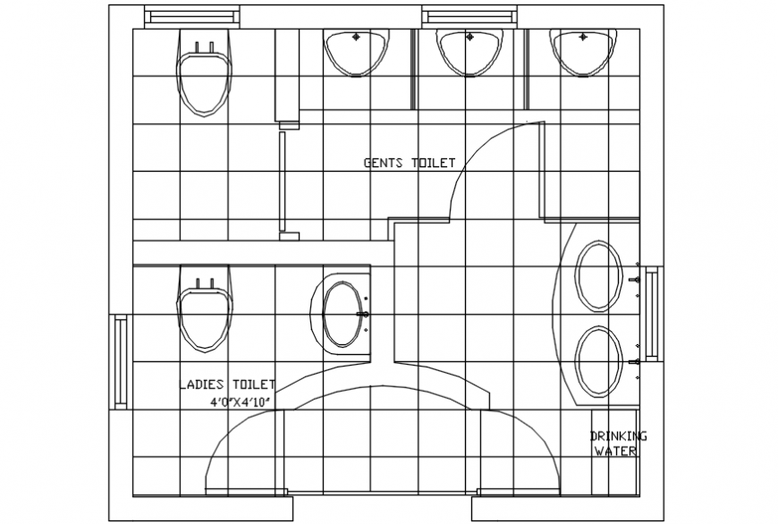 Top view layout plan of toilet detail