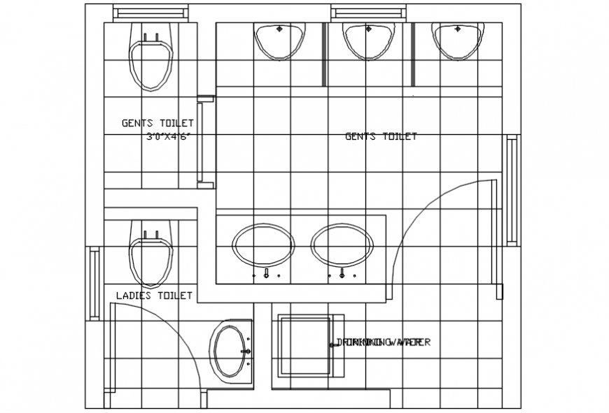 Top view layout plan of toilet plan
