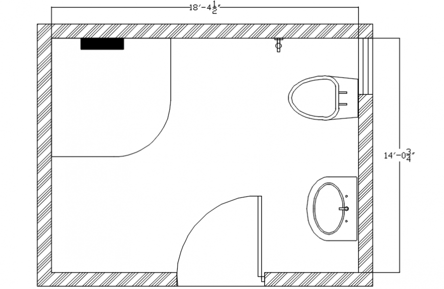Top view layout plan of toilet view file