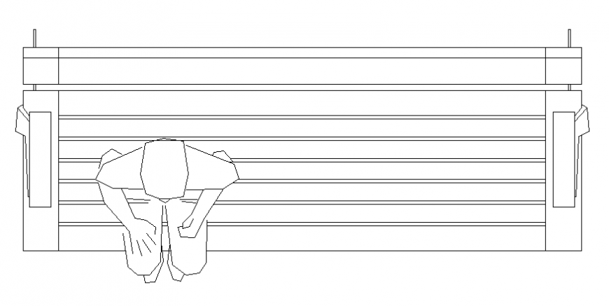Top view men seat bench plan layout file