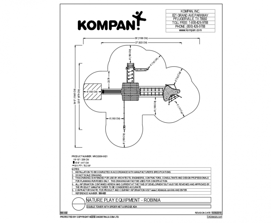 Top view nature play equipment design dwg file