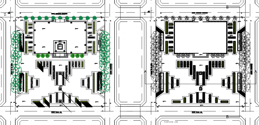 Top view of architecture hotel layout plan cad file