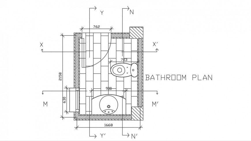 Top view of bathroom plan autocad file