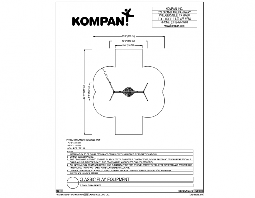 Top view of classic play equipment for children dwg file
