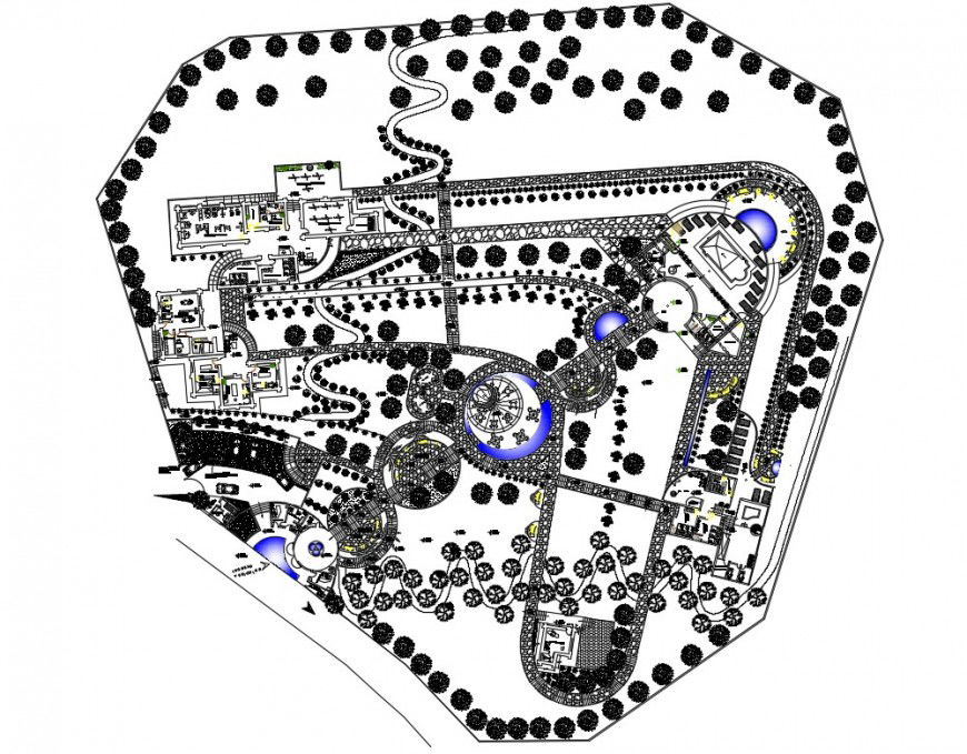 top view of club house project cad file