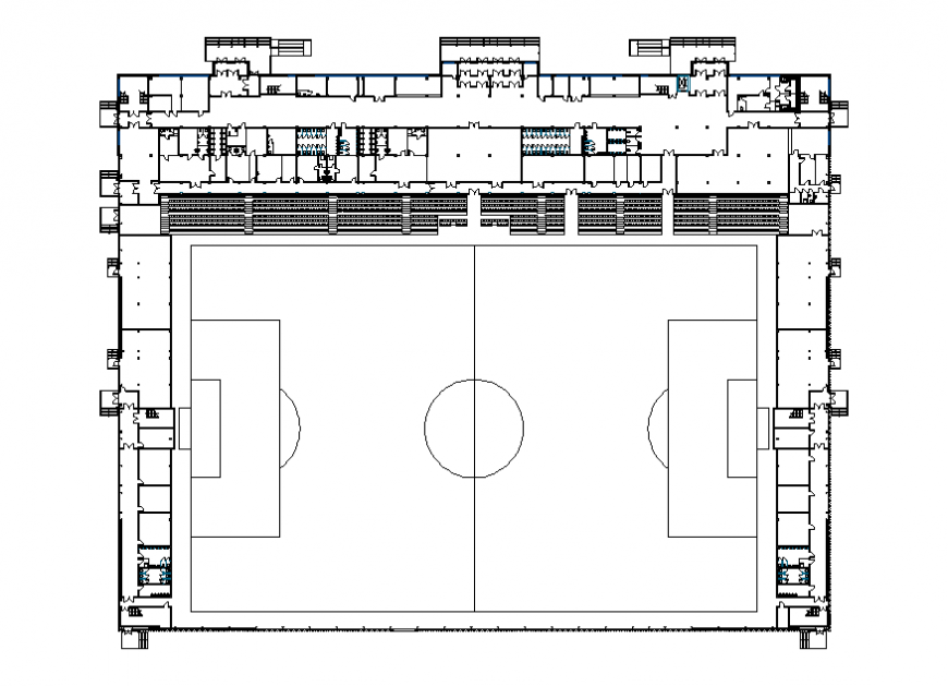 Top view of Football stadium detail dwg file