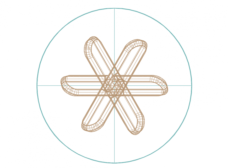 Top view of glass round shape dining table dwg file