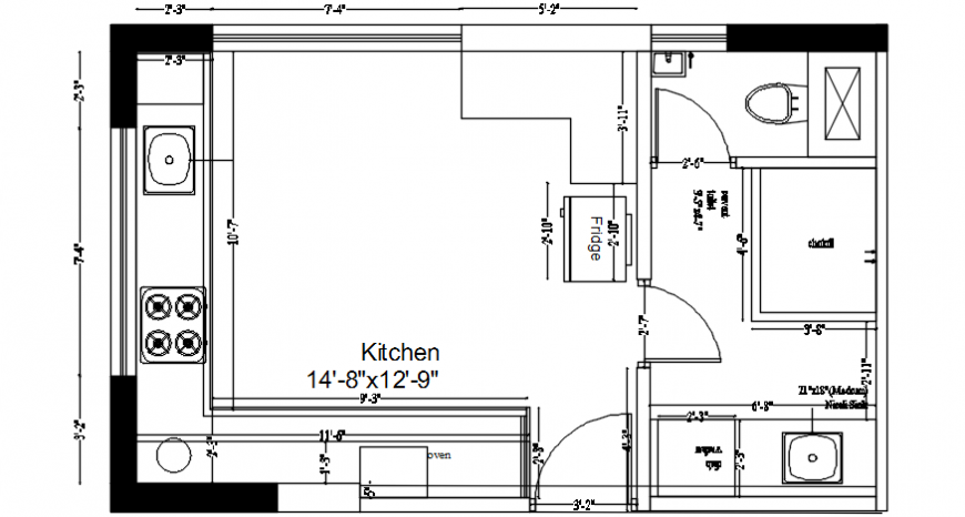 Top view of kitchen drawing cad file
