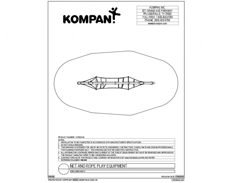 Top view of net and rope play equipment for garden dwg file
