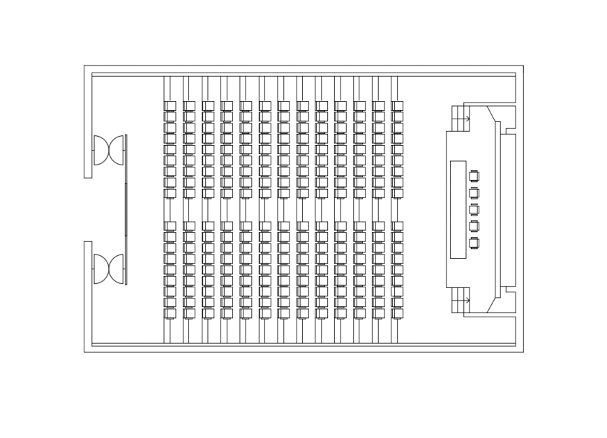 Top view of office conference hall cad drawing details dwg file