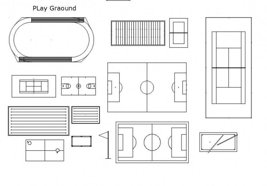 top view of play ground cad file
