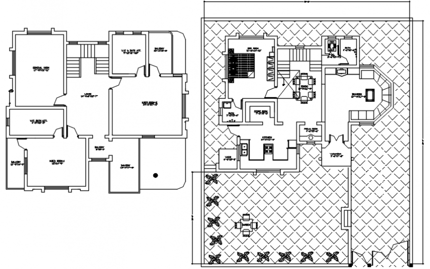 Top view of residence house design autocad file