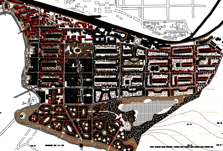 Top view of urban design autocad file