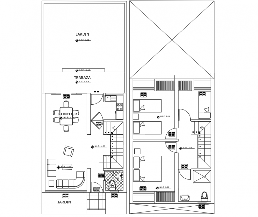 Top view of villa layout plan dwg file