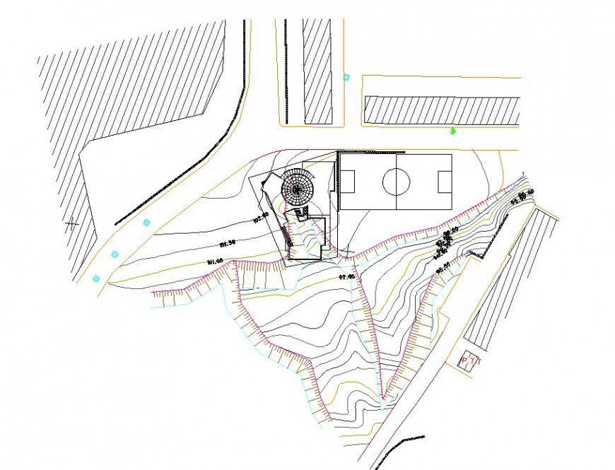Top view plan layout of a sports area