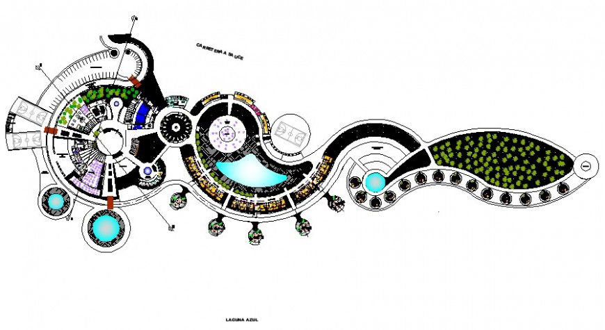 Top view plan of the resort in dwg AutoCAD file.