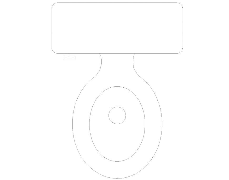 Top view plan of the W.C AutoCAD sanitary block in dwg AutoCAD file.
