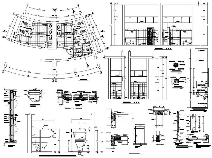 Top view plan of washroom plan detail dwg file.