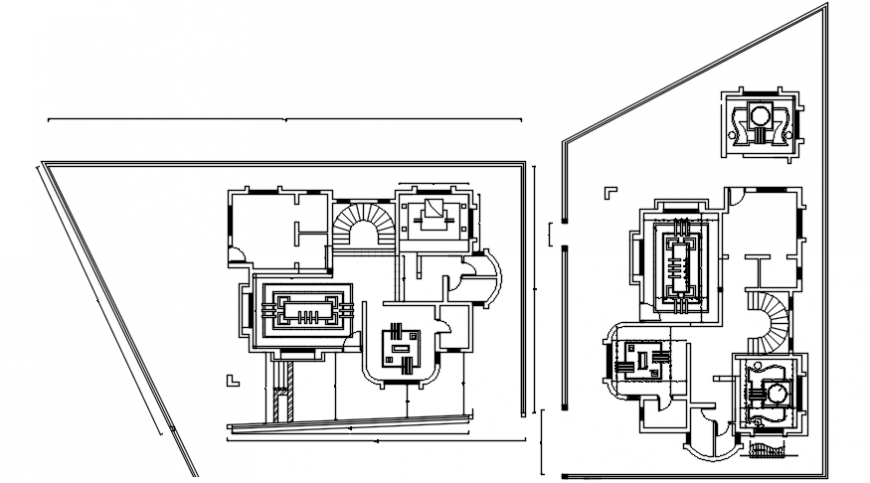 Top view pop design layout of bungalow dwg file