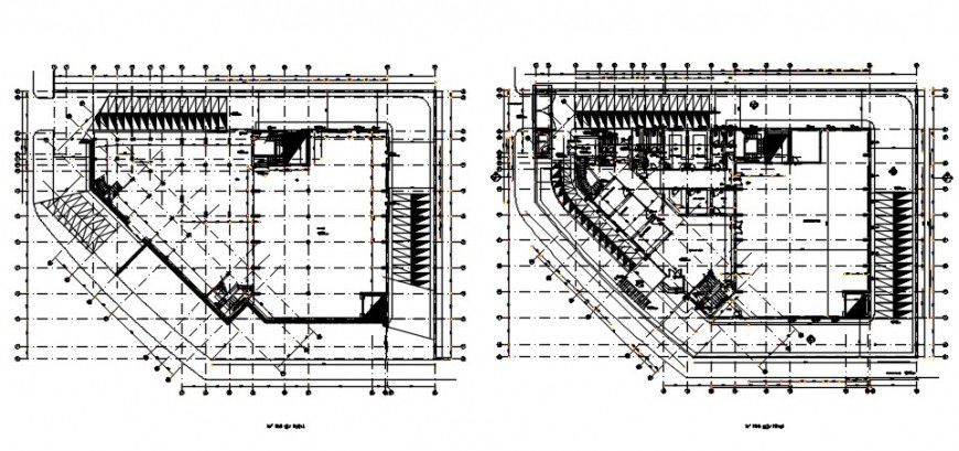 Top view sectional plan detail of building construction