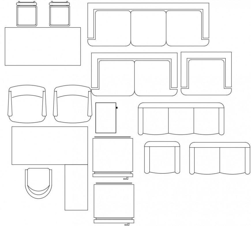 Top view sofa cad blocks model file