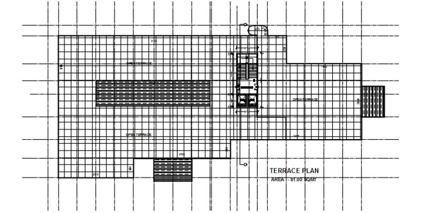 Top view terrace plan of hospital dwg file
