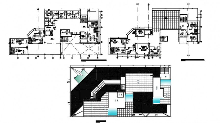 Top view Workshop of corporate building plan dwg file in autocad format