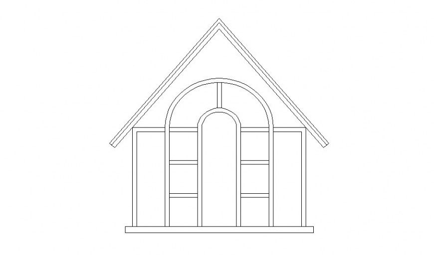 Top window for house main elevation cad drawing details dwg file