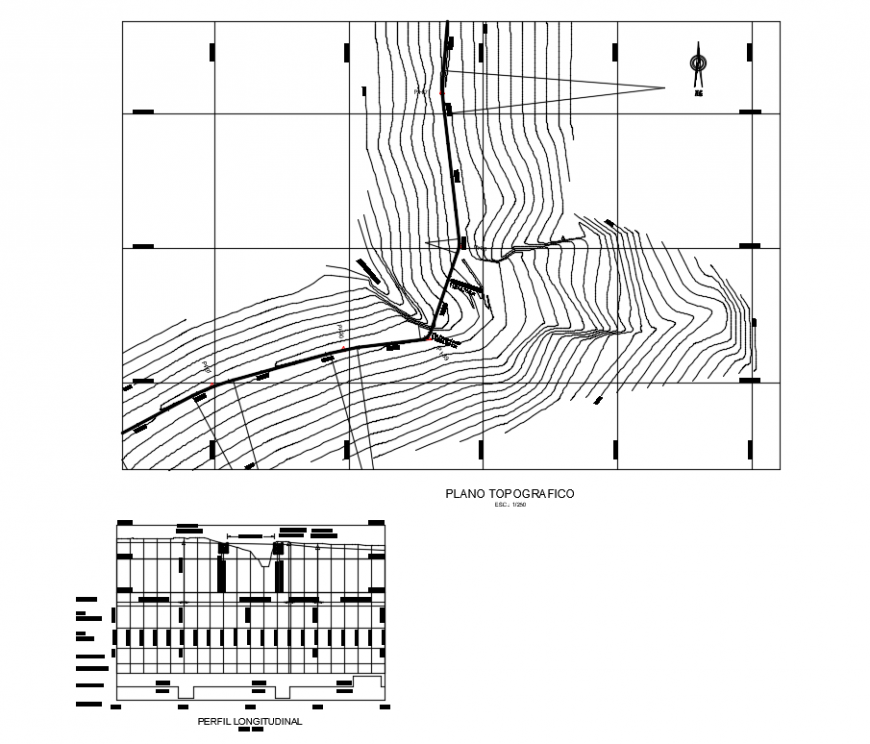 Topographic detail of civil area design with architectural detail dwg file