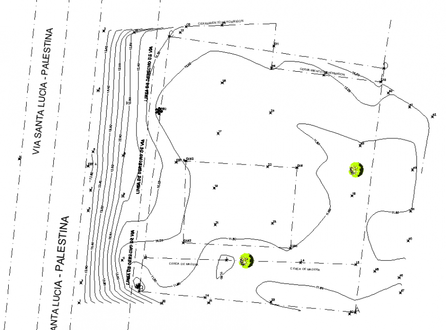 Topographic plan of park in dwg file.