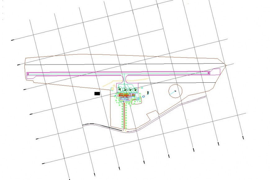 Topographical detail of airport CAD block layout file in autocad format
