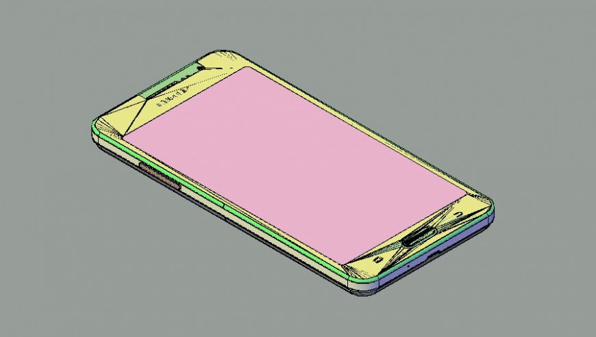 Touch screen Cell-phone detail 3d model layout dwg file