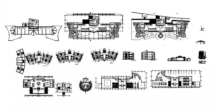 Tourist center building drawings details plan and elevation dwg file