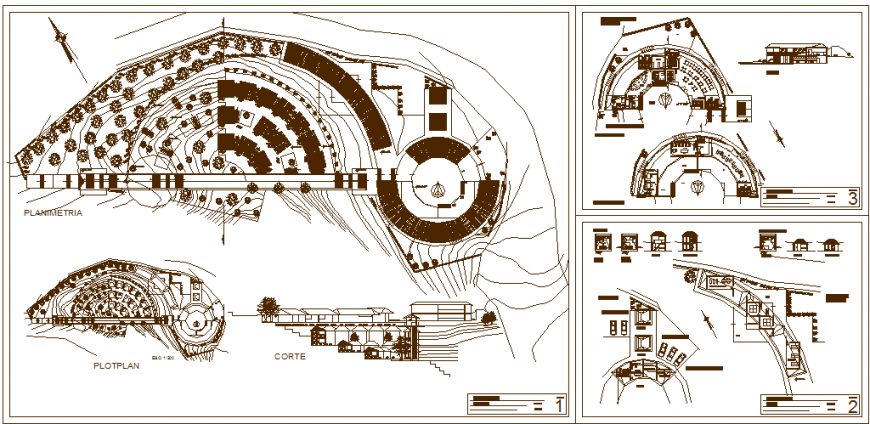 Tourist center plan drawing in dwg file.
