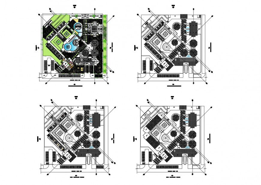 Tourist hotel distribution and floor plan cad drawing details dwg file