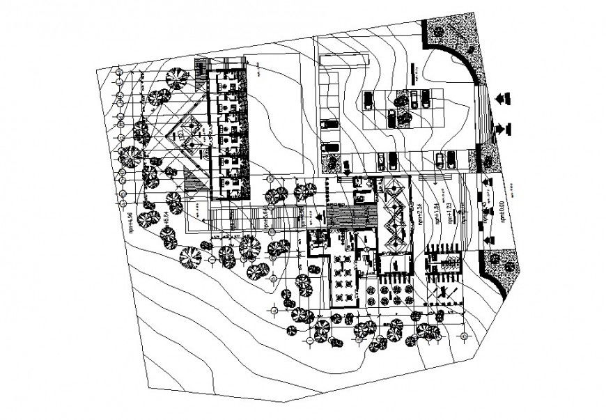 Tourist local hotel with bar ground floor plan cad drawing details dwg file