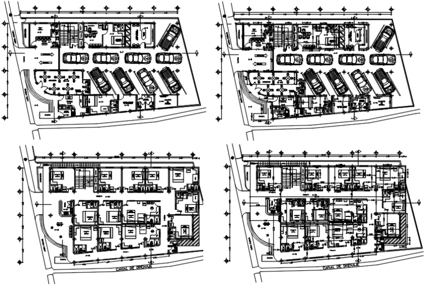 Tourist luxuries hotel four floor distribution plan cad drawing details dwg file