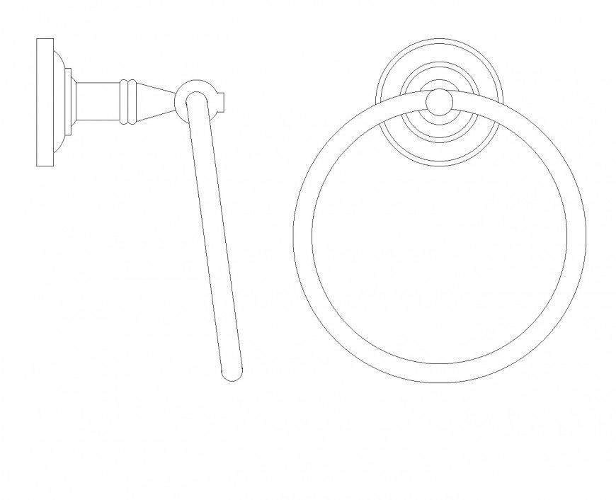 Towel ring plan and elevation layout file