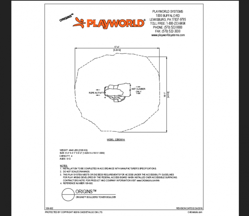 Tower boulder play area theme park equipment details dwg file